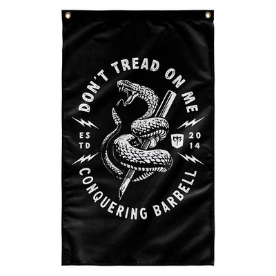 Don't Tread on Me (Version 2) - Black - 3' x 5' Polyester Flag - Conquering Barbell