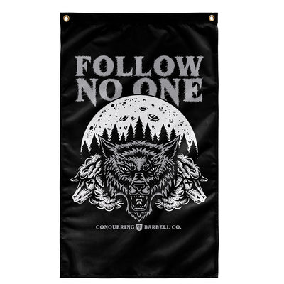 Follow No One - Black - 3' x 5' Polyester Flag - Conquering Barbell