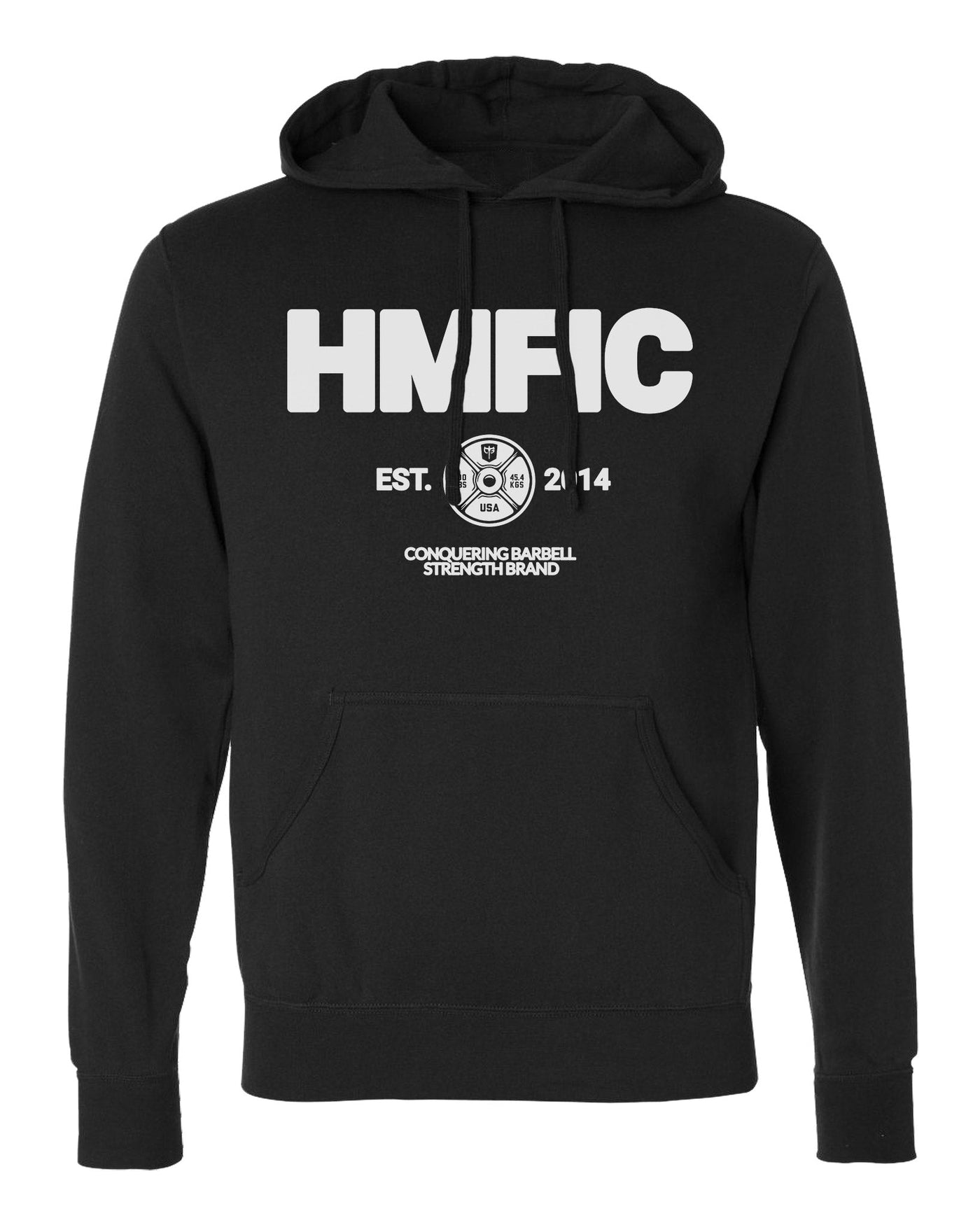 HMFIC - on Black Pullover Hoodie - Conquering Barbell