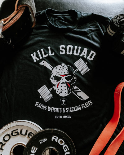 Kill Squad - on Black tee - Conquering Barbell