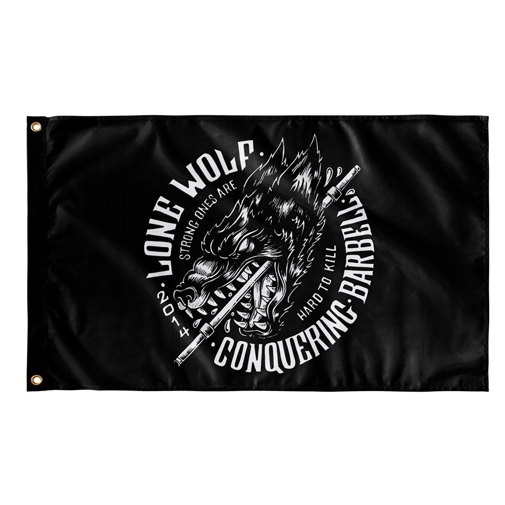Lone Wolf Flag - 3' x 5' Polyester Flag - Conquering Barbell