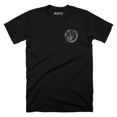 Lone Wolf - on Black Tee - Conquering Barbell