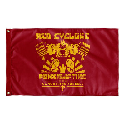 Red Cyclone Flag - 3' x 5' Polyester Flag - Conquering Barbell