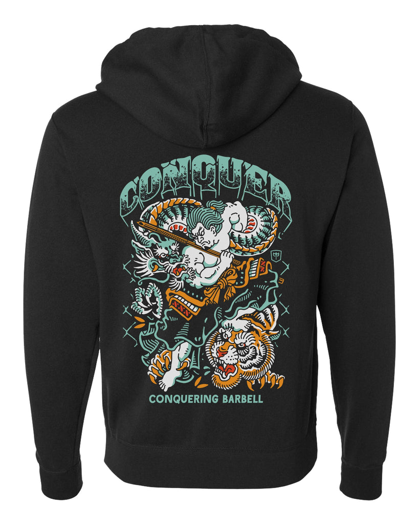 Conquer - Gorilla - on Black Pullover Hoodie