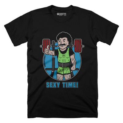 Sexy Time! - on Black Tee - Conquering Barbell
