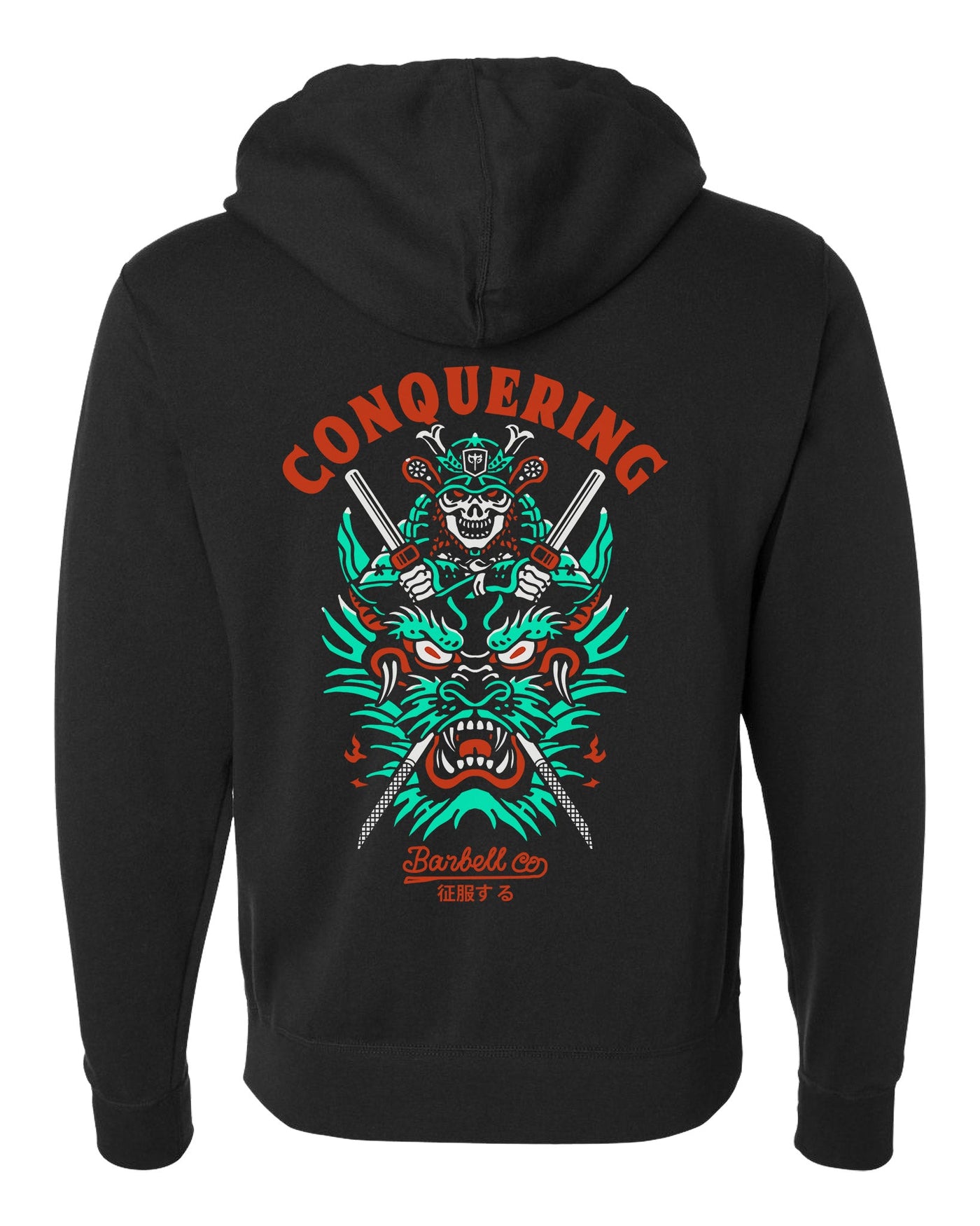 Slaying the Dragon - on Black Pullover Hoodie - Conquering Barbell