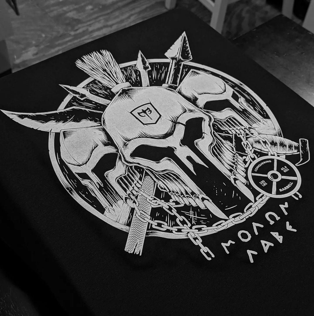 Spartans - on Black Tee - Conquering Barbell