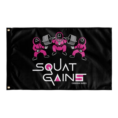 Squat Gains - 3' x 5' Polyester Flag - Conquering Barbell