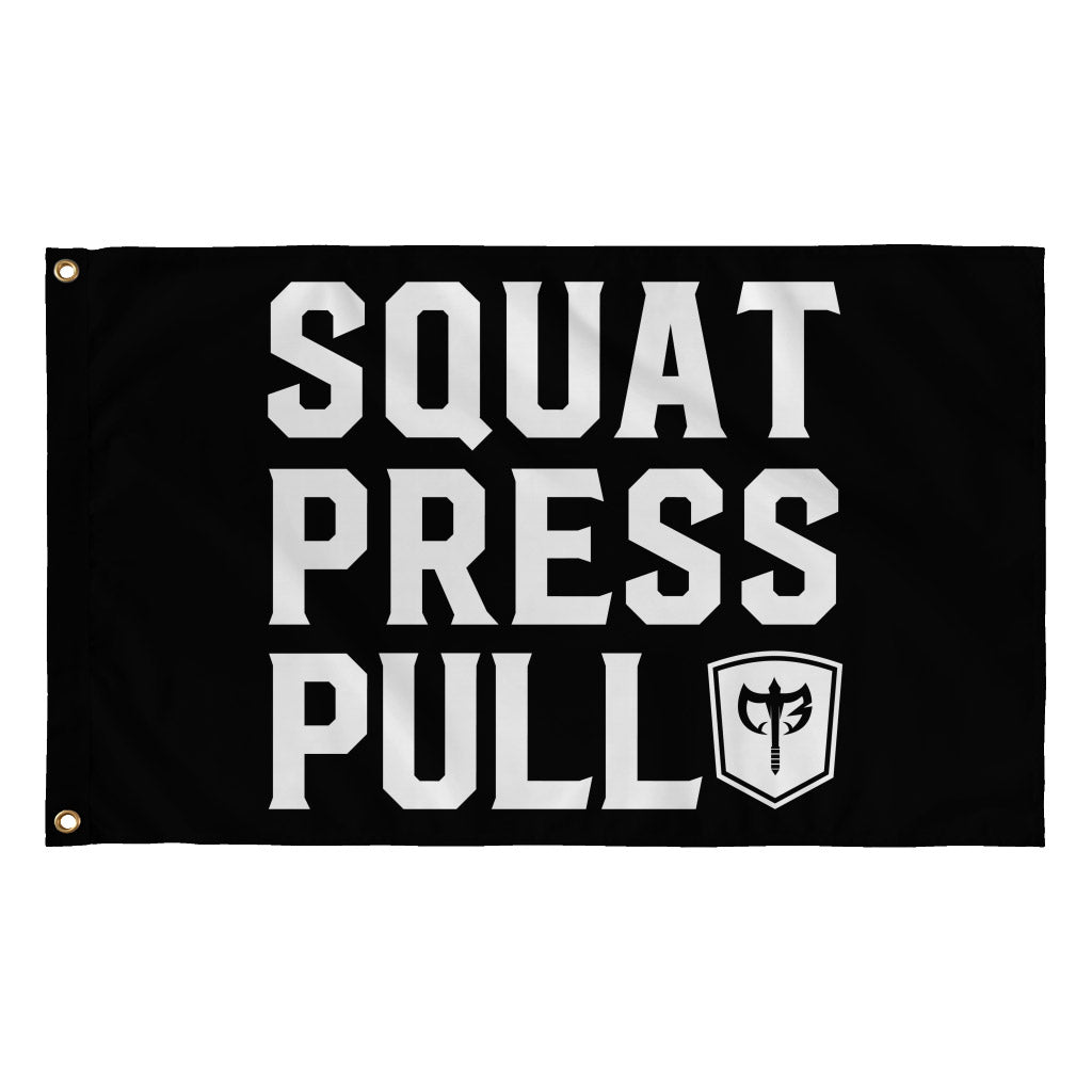Squat Press Pull® - 3' x 5' Polyester Flag - Conquering Barbell