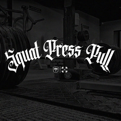 Squat Press Pull® - Arch- on Black tee - Conquering Barbell