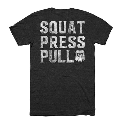 Squat Press Pull® on Black Tee - Conquering Barbell