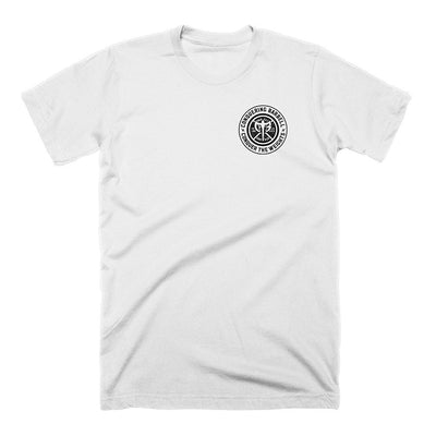 Squat Press Pull® on White Tee - Conquering Barbell