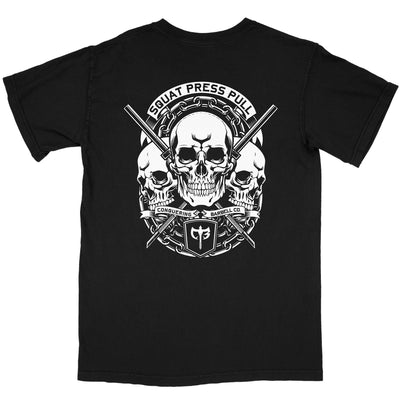 Squat Press Pull - Skulls - on Street tee - Conquering Barbell