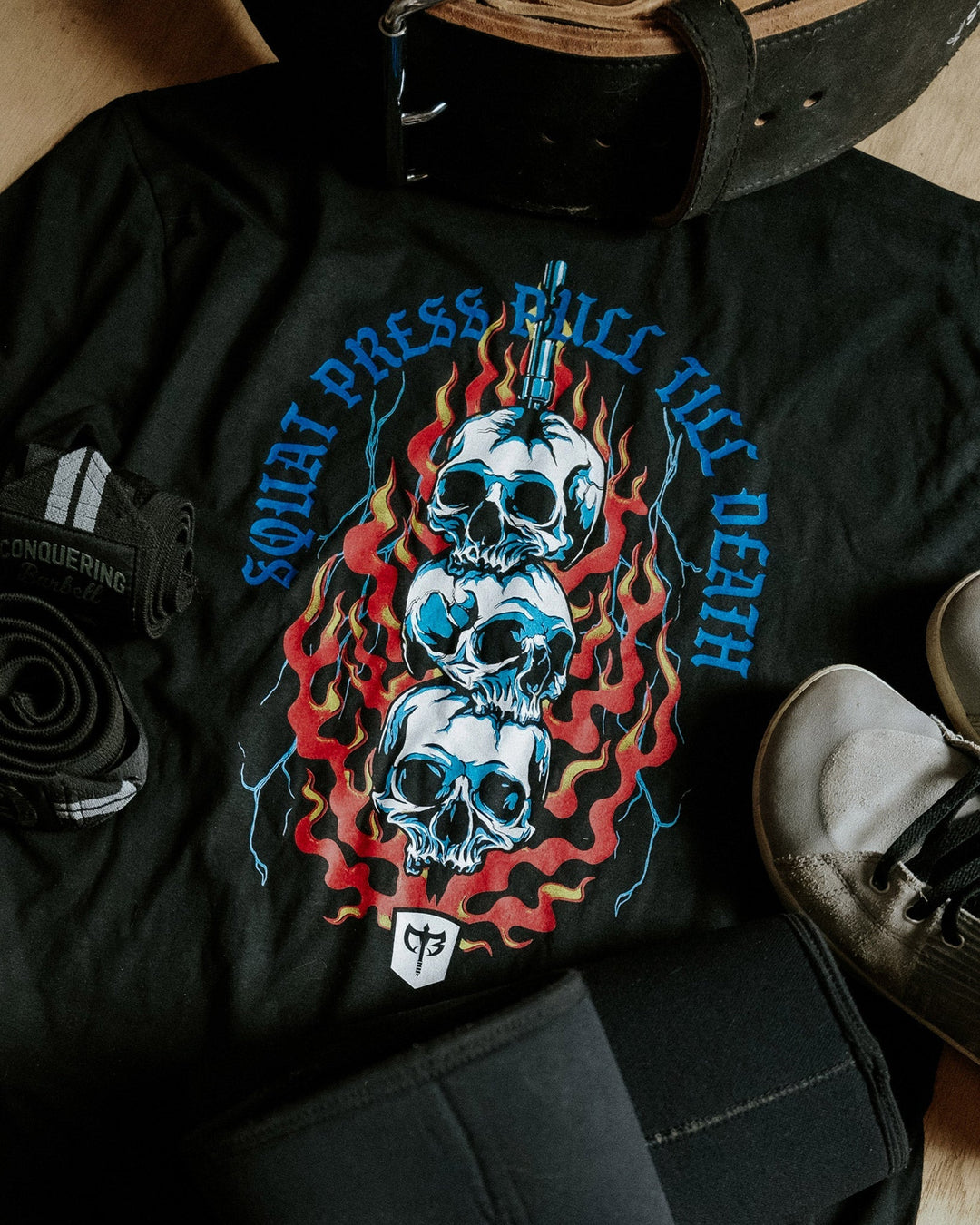 Squat Press Pull Till Death tee - Conquering Barbell