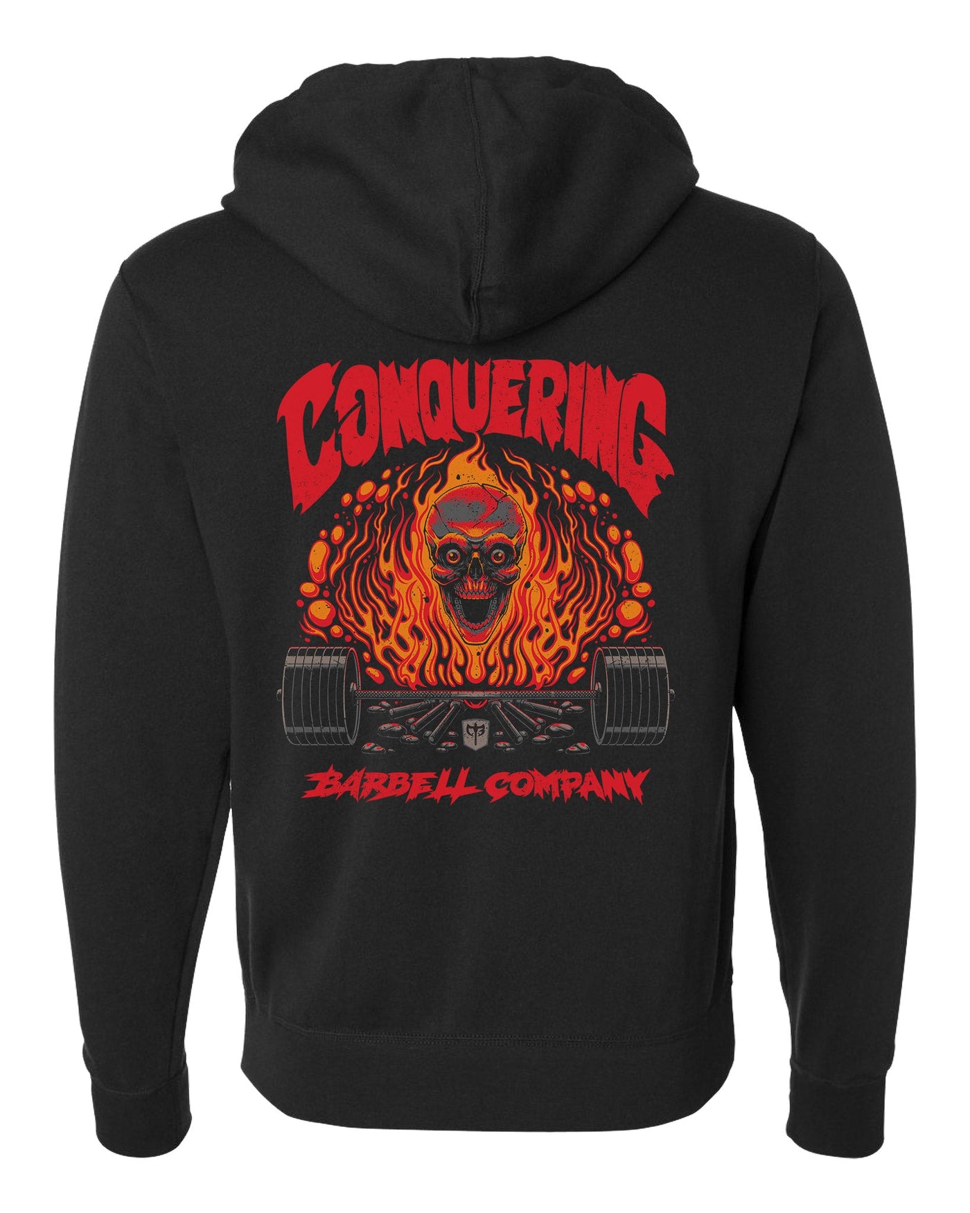 The Flaming Skull - on Black Pullover Hoodie - Conquering Barbell