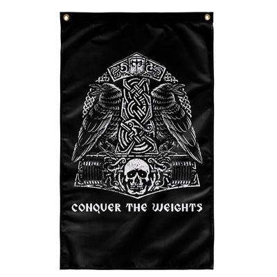 The Hammer & The Ravens Flag - 3' x 5' Polyester Flag - Conquering Barbell