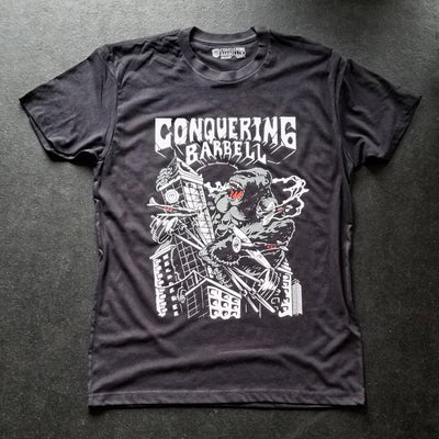 The Kong Tee - on Black Tee - Conquering Barbell