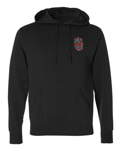 The Rage Never Dies - Hannya Mask - on Black Pullover Hoodie - Conquering Barbell