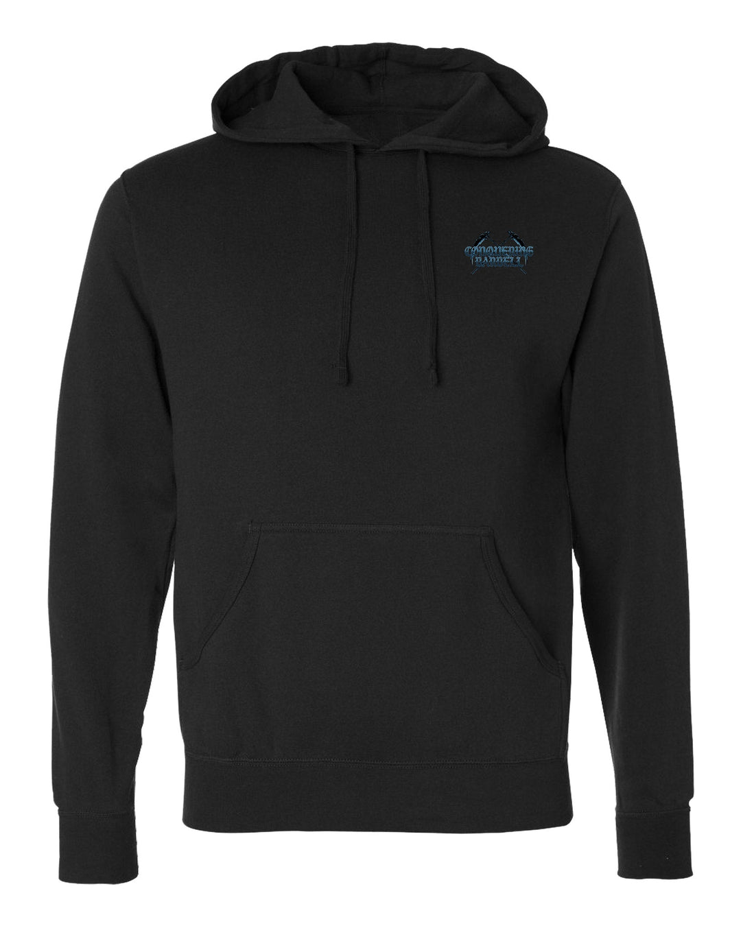 The Reaper pullover hoodie in Black: a haunting reaper riding a powerful horse