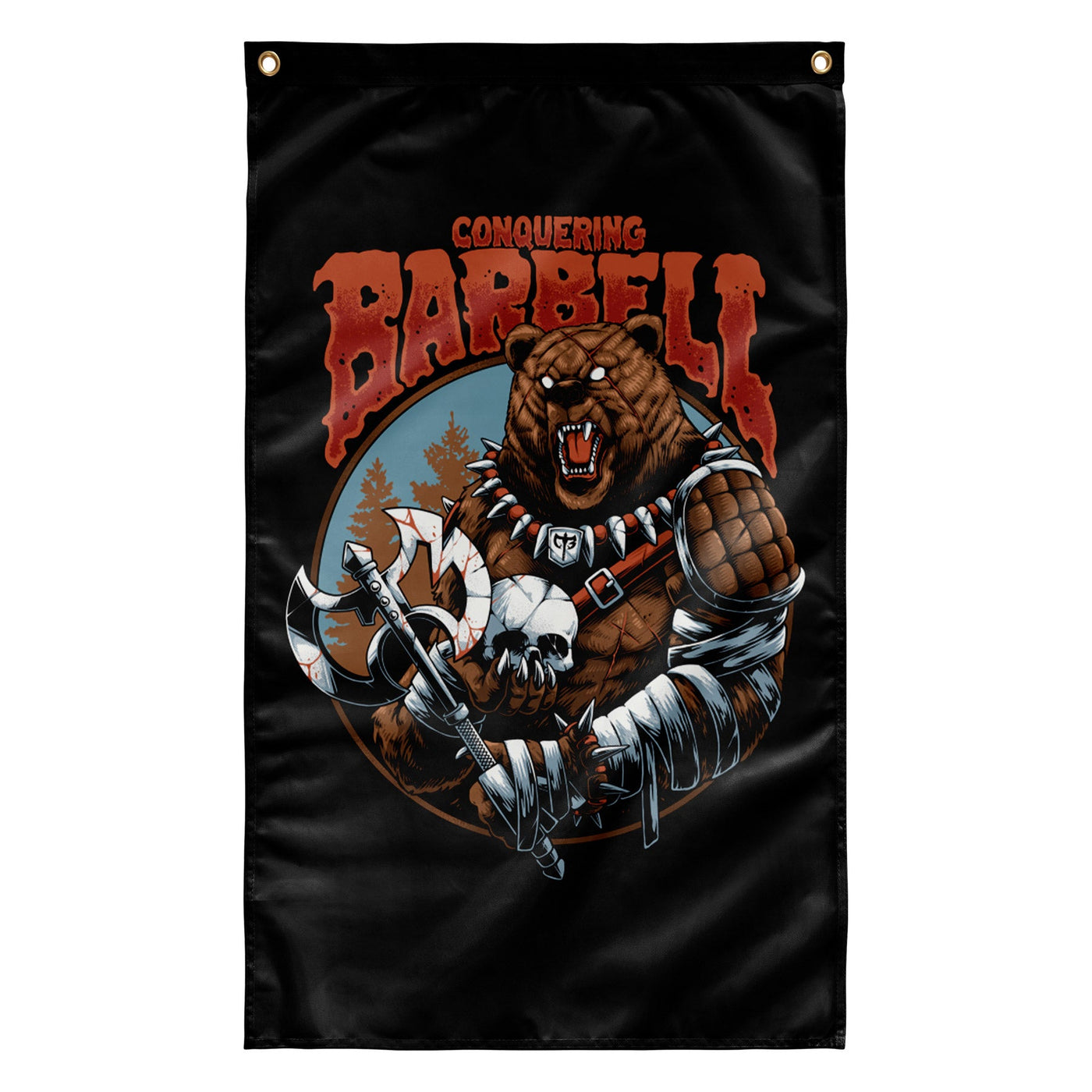The Warrior Bear - 3' x 5' Polyester Flag - Conquering Barbell