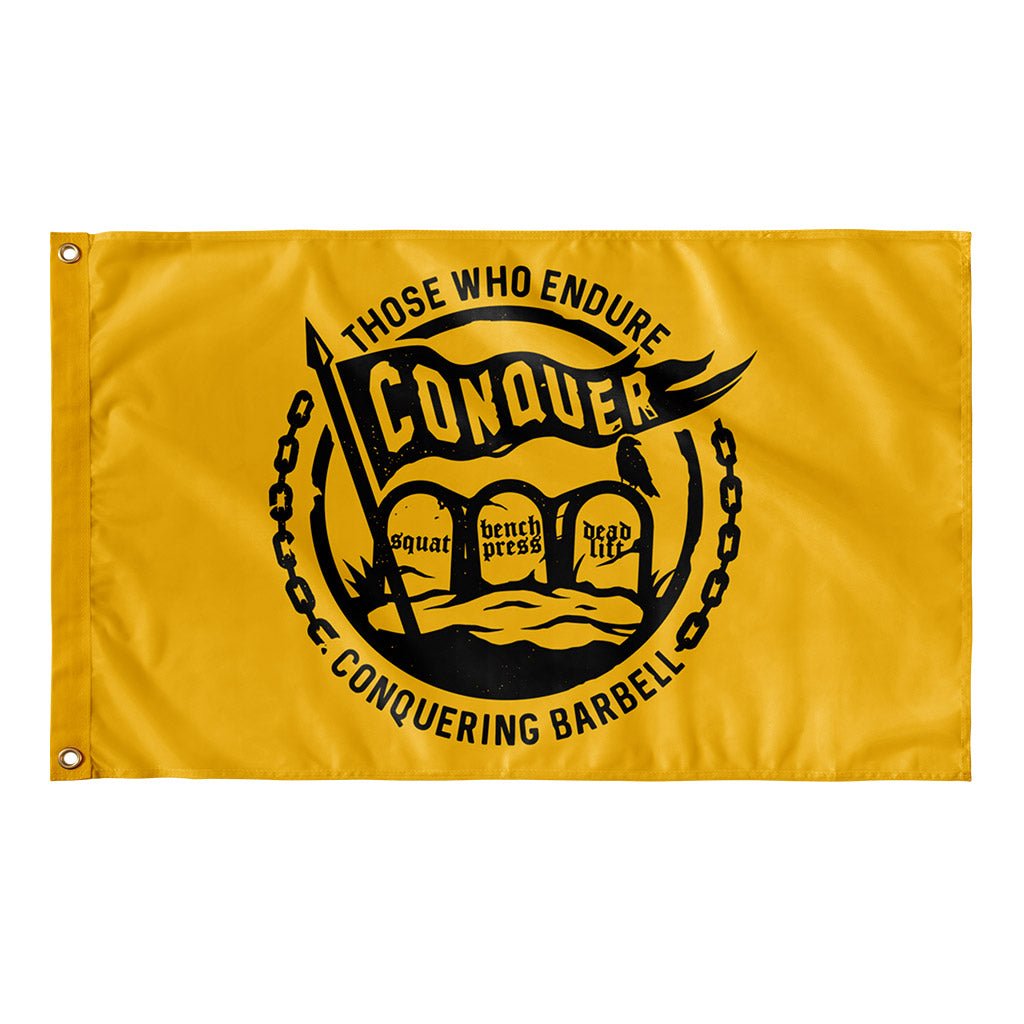 Those Who Endure, Conquer Flag - 3' x 5' Polyester Flag - Conquering Barbell