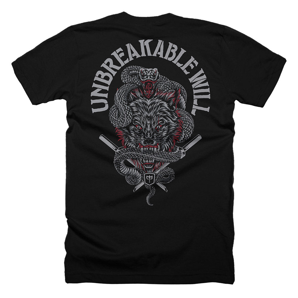 Unbreakable Will - on Black Tee - Conquering Barbell