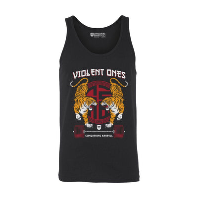 Violent Ones - on Black tank top - Conquering Barbell
