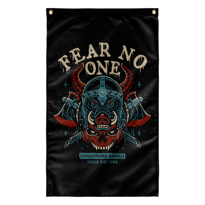 Warrior - Fear No One - 3' x 5' Polyester Flag - Conquering Barbell