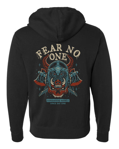 Warrior - Fear No One - on Black Pullover Hoodie - Conquering Barbell
